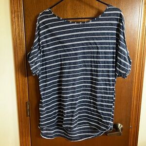 Striped Navy and White Women's Casual Knit Top 2x eddie bauer